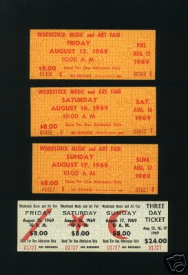 Tickets Woodstock 1969